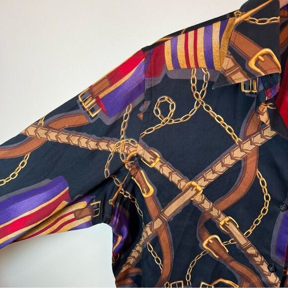 ✨ Lauren Ralph Lauren Vintage Women’s Equestrian Gold Chain Long Sleeve PM - Picture 4 of 10